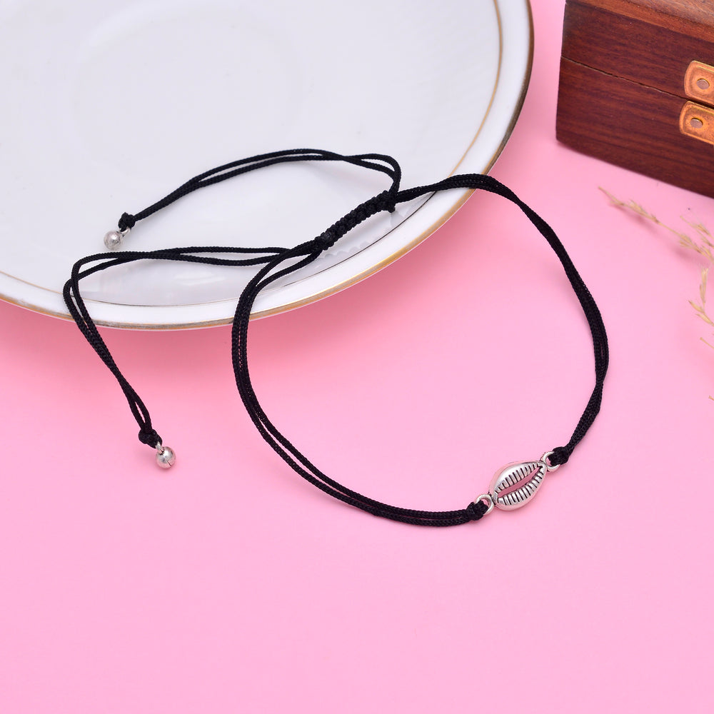 Trendy Shell Anklet with Adjustable Black Thread