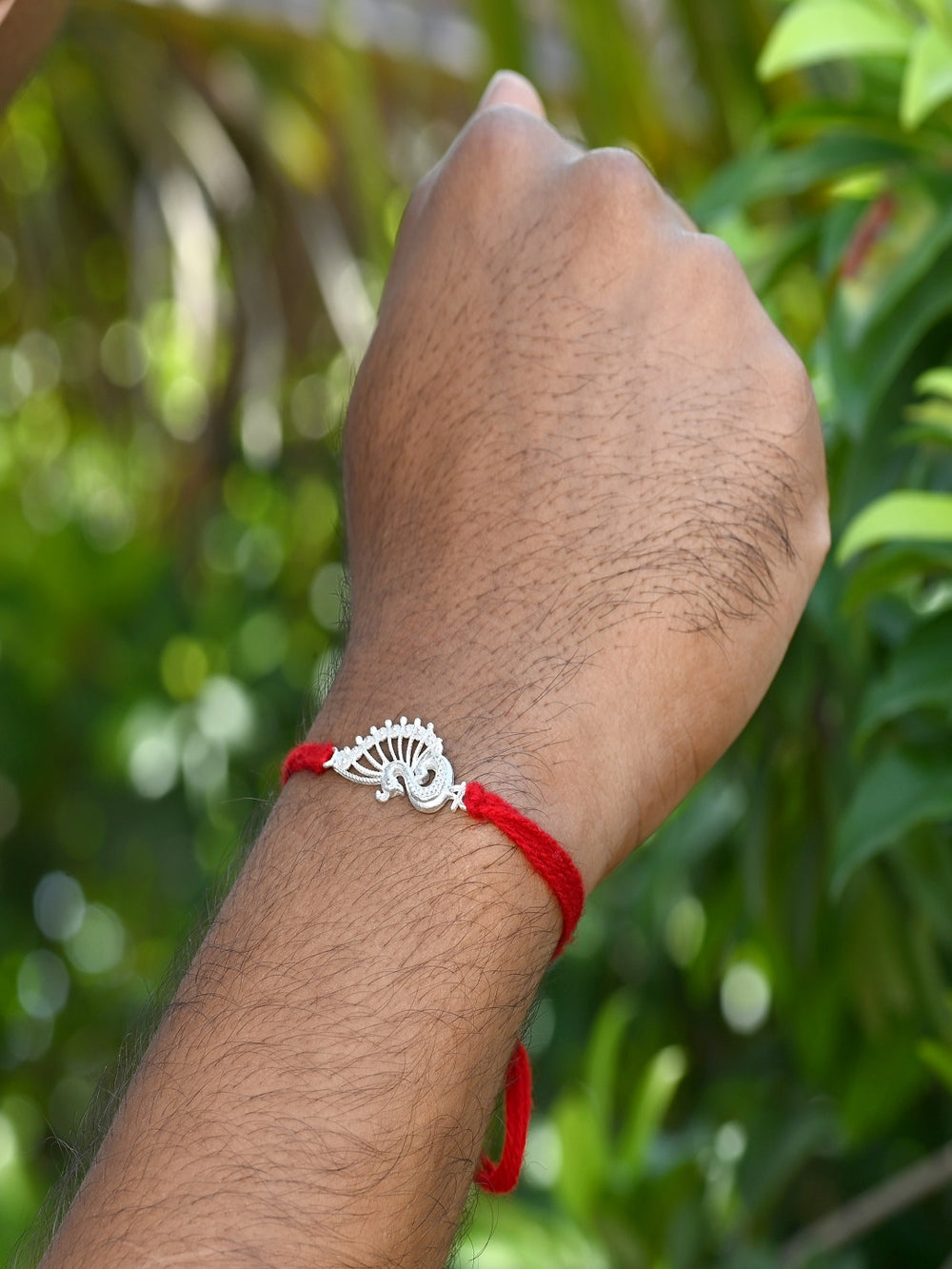 Silver Alloy Peacock Thread Bracelet for Men