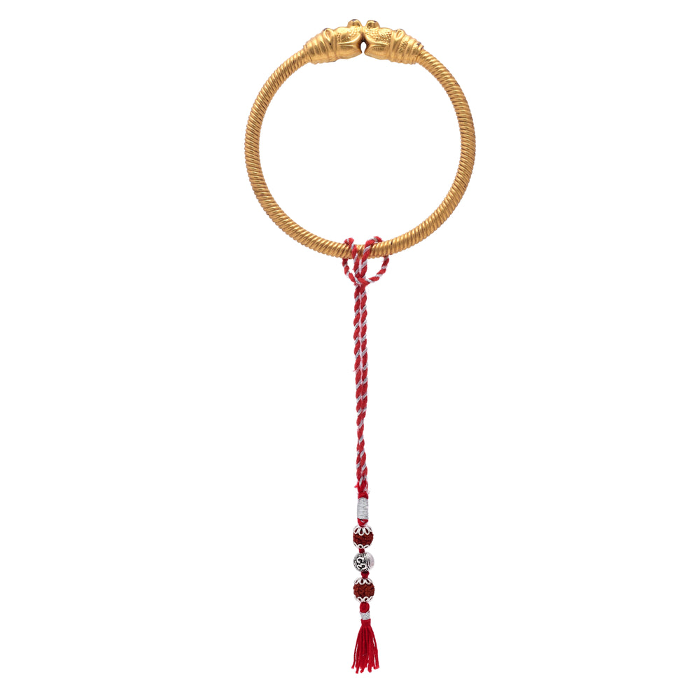 Silver Alloy Rudraksh Om Thread Loomba Rakhi for Bhabhi
