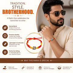Silver Alloy Shivling Trishul Thread Bracelet for Men