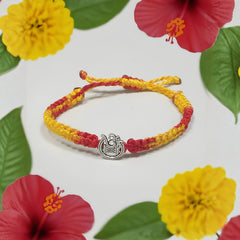 Silver Alloy Om Shiv Damru Thread Bracelet for Men