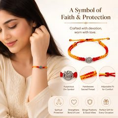 Silver Alloy Om Shiv Damru Thread Bracelet for Men