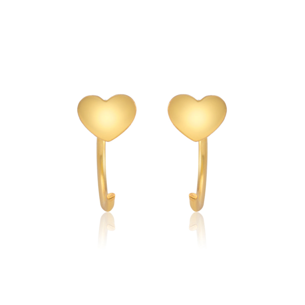 Heart Gold Plated 92.5 Sterling Silver Adjustable Hoops Earrings