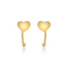 Heart Gold Plated 92.5 Sterling Silver Adjustable Hoops Earrings