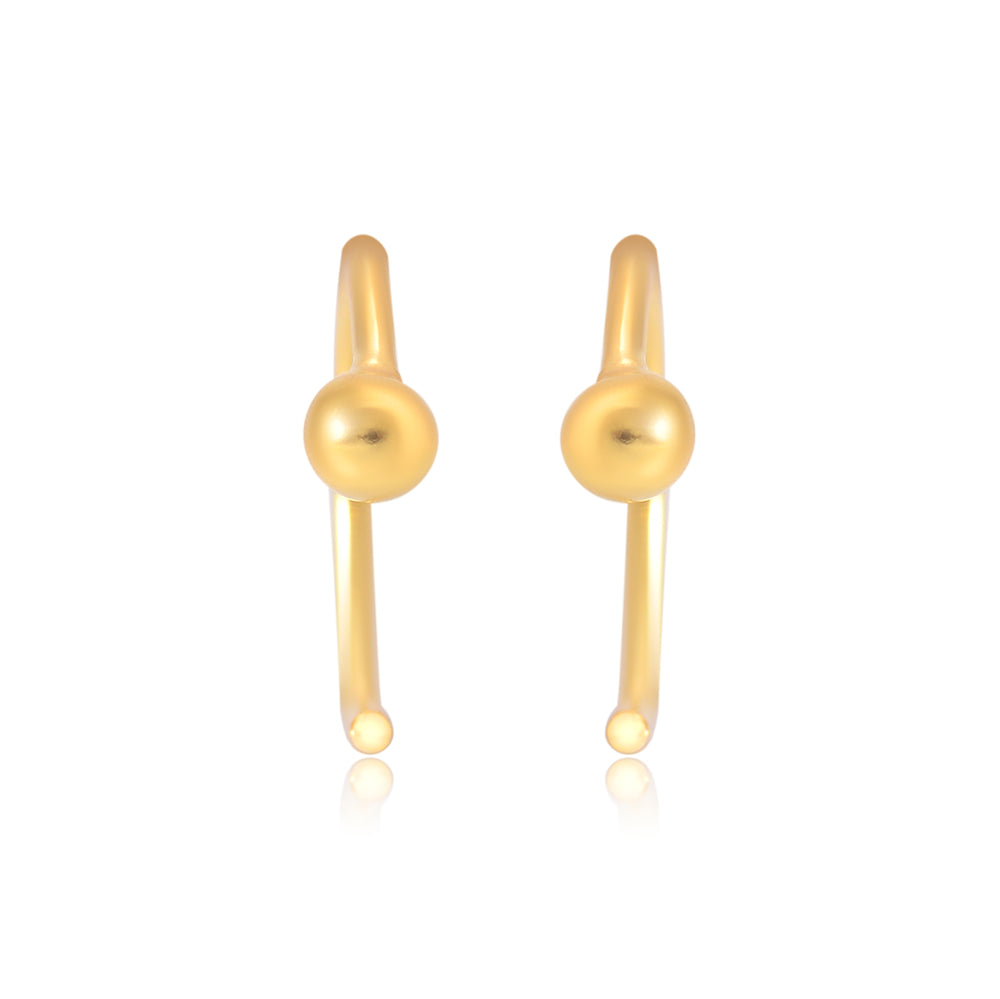 Ball Gold Plated 92.5 Sterling Silver Adjustable Hoops Earrings