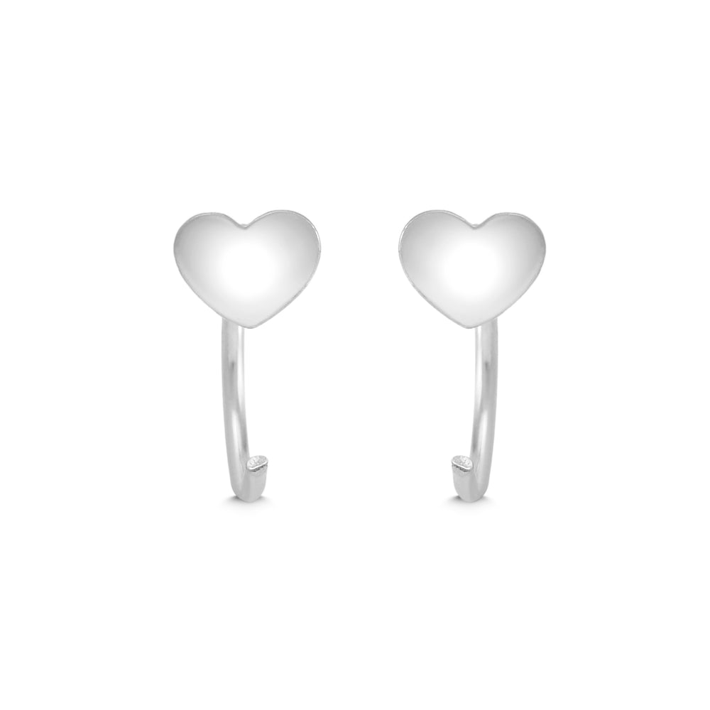 Heart 92.5 Sterling Silver Adjustable Hoops Earrings