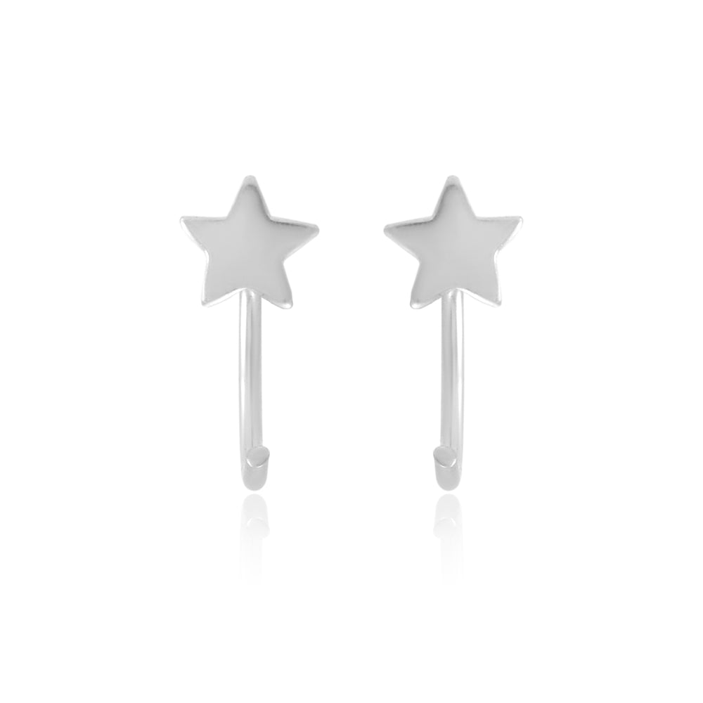 Star 92.5 Sterling Silver Adjustable Hoops Earrings