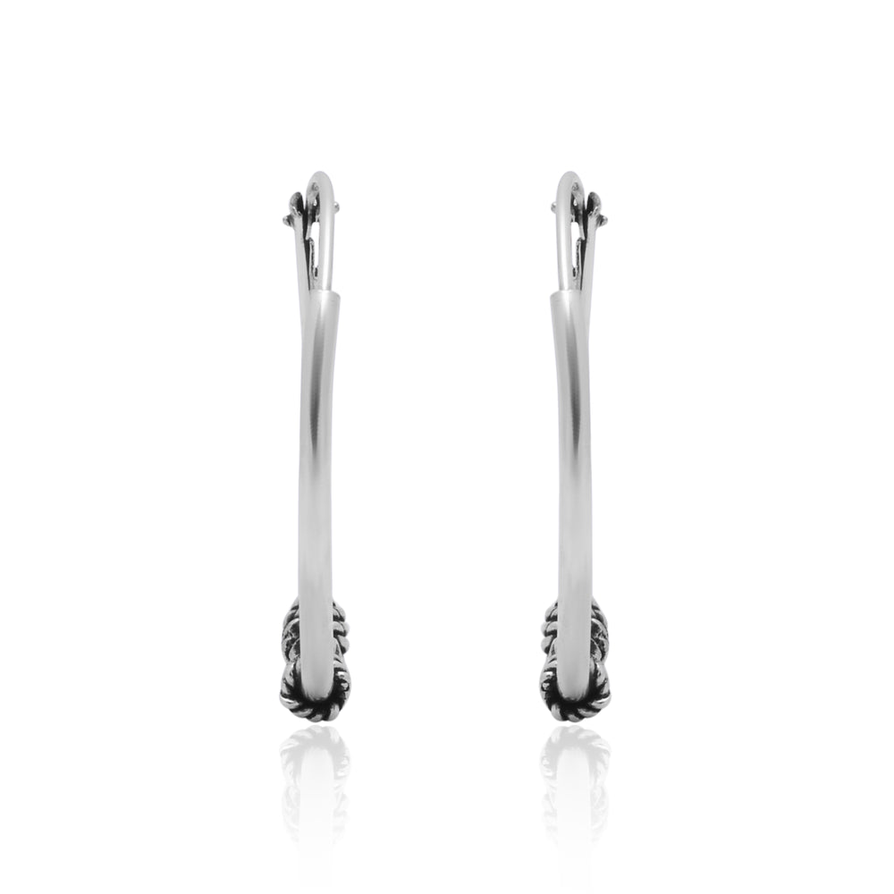 Designer Pure 92.5 Sterling Silver Oxidised Hoops Balis