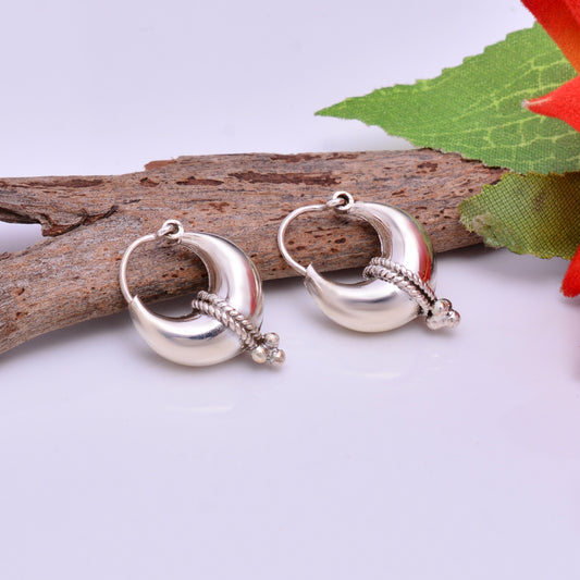 Pure 925 Sterling Silver Unisex Hoop Earrings