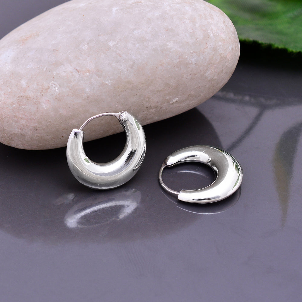Pure 925 Sterling Silver Unisex Hoop Earrings
