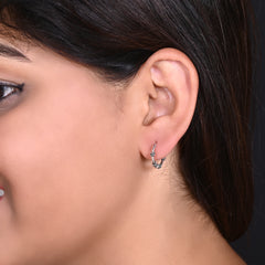 Pure 92.5 Sterling Silver Oxidized Hoops Earrings