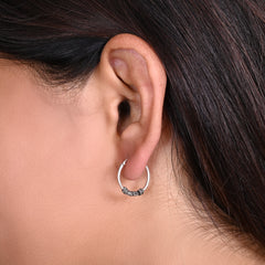 Pure 92.5 Sterling Silver Oxidised Hoops Earrings