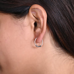 Pure 92.5 Sterling Silver Oxidized Hoops Earrings