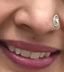 Round Oxidized 92.5 Sterling Silver Nose Pin with Cubic Zirconia