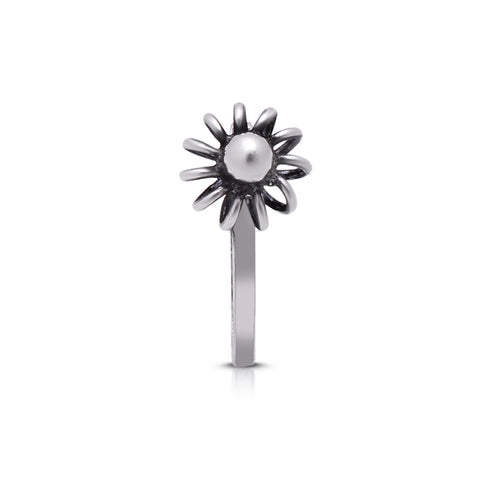 Flower Light Weighted Clip on Nose Pin in 92.5 Silver - Default Title - Abhooshan