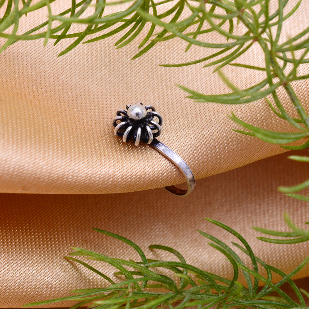 Flower Light Weighted Clip on Nose Pin in 92.5 Silver