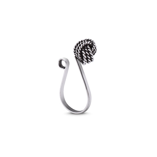 Knot Shape Clip on Nose Pin in 92.5 Silver