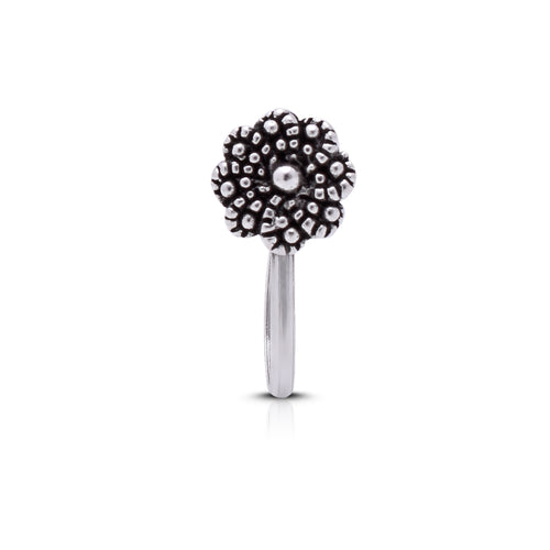 Flower Clip on Nose Pin in 92.5 Silver - Default Title - Abhooshan