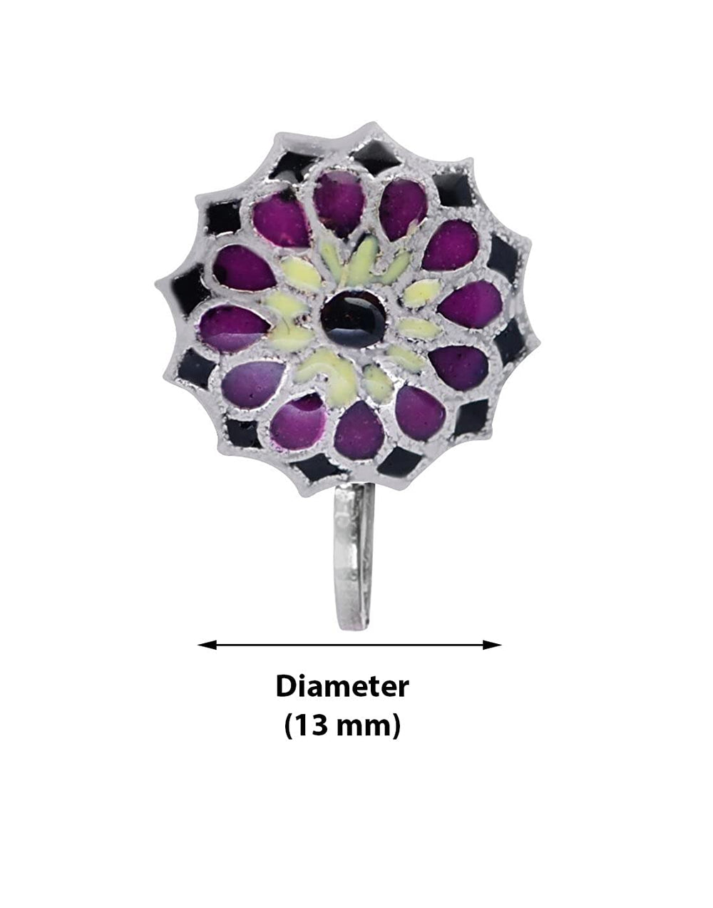 Trendy look Colorful Enamel Silver Alloy Nose Pin