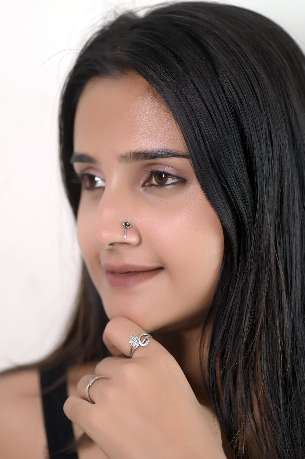 Designer Clip on Nose Pin in 92.5 Silver