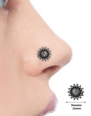 Combo Set of 4 Designer Oxidized Silver Alloy Nose Pin Studs