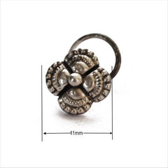 Combo of Designer and Tribal look Silver Alloy Petals and Hollow Round Nose Pin/Studs