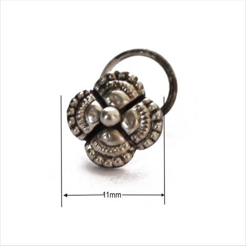 Combo of Designer and Tribal look Silver Alloy Petals and Leaf Nose Pin/Studs