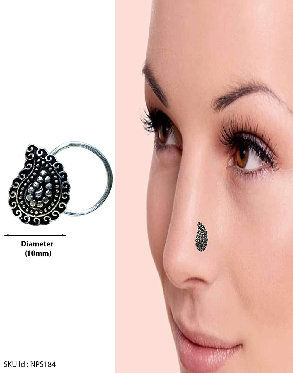 Combo of Designer and Tribal look Silver Alloy Petals and Traditional look  Nose Pin/Studs