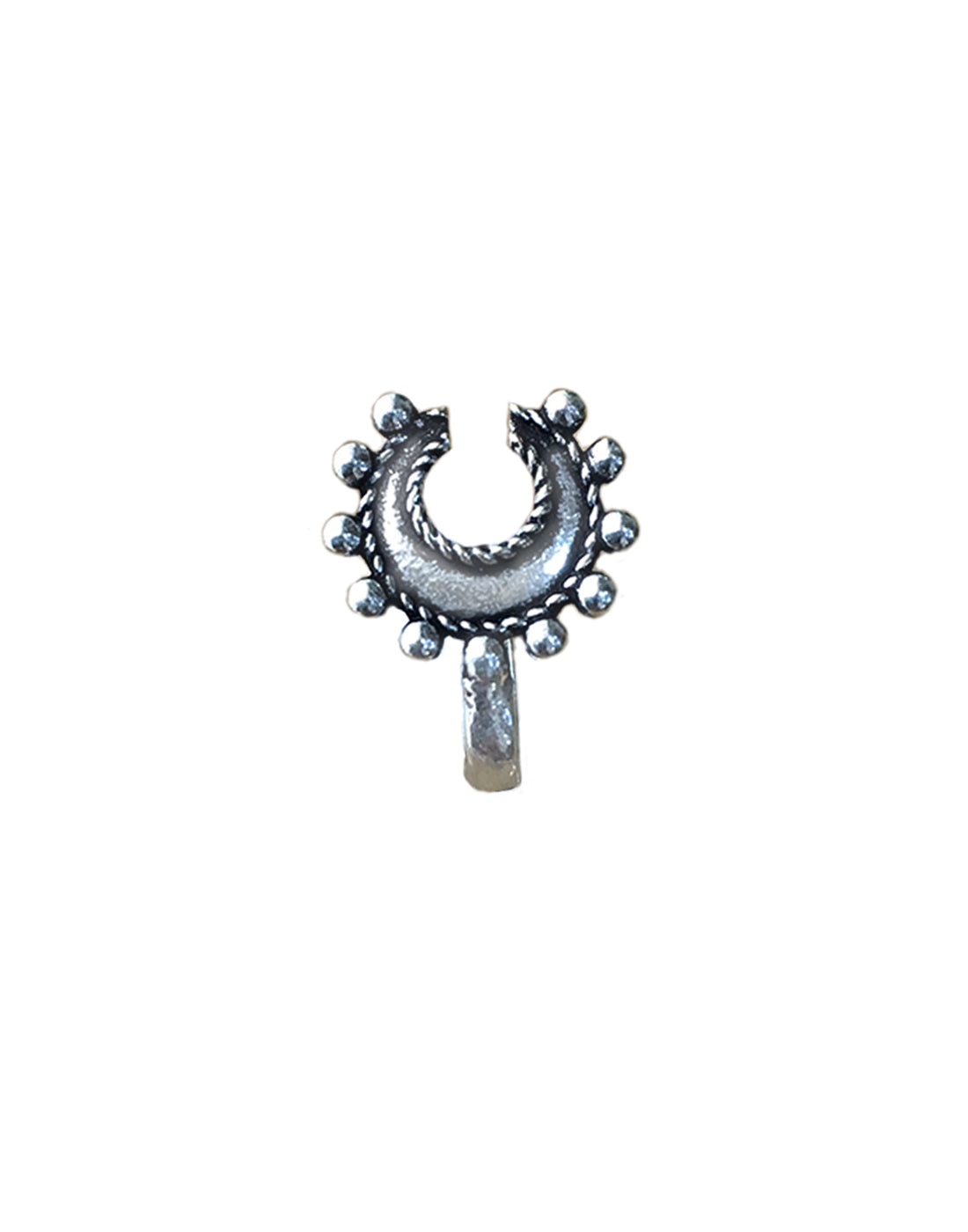 Horse Shoe Look Clip On Press On Nose Pin in Silver Alloy