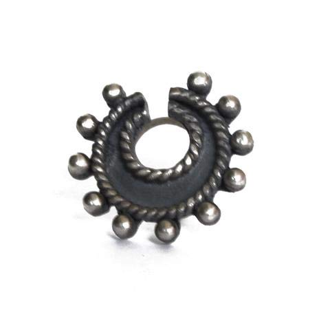 Horse Shoe Look Clip On Press On Nose Pin in Silver Alloy