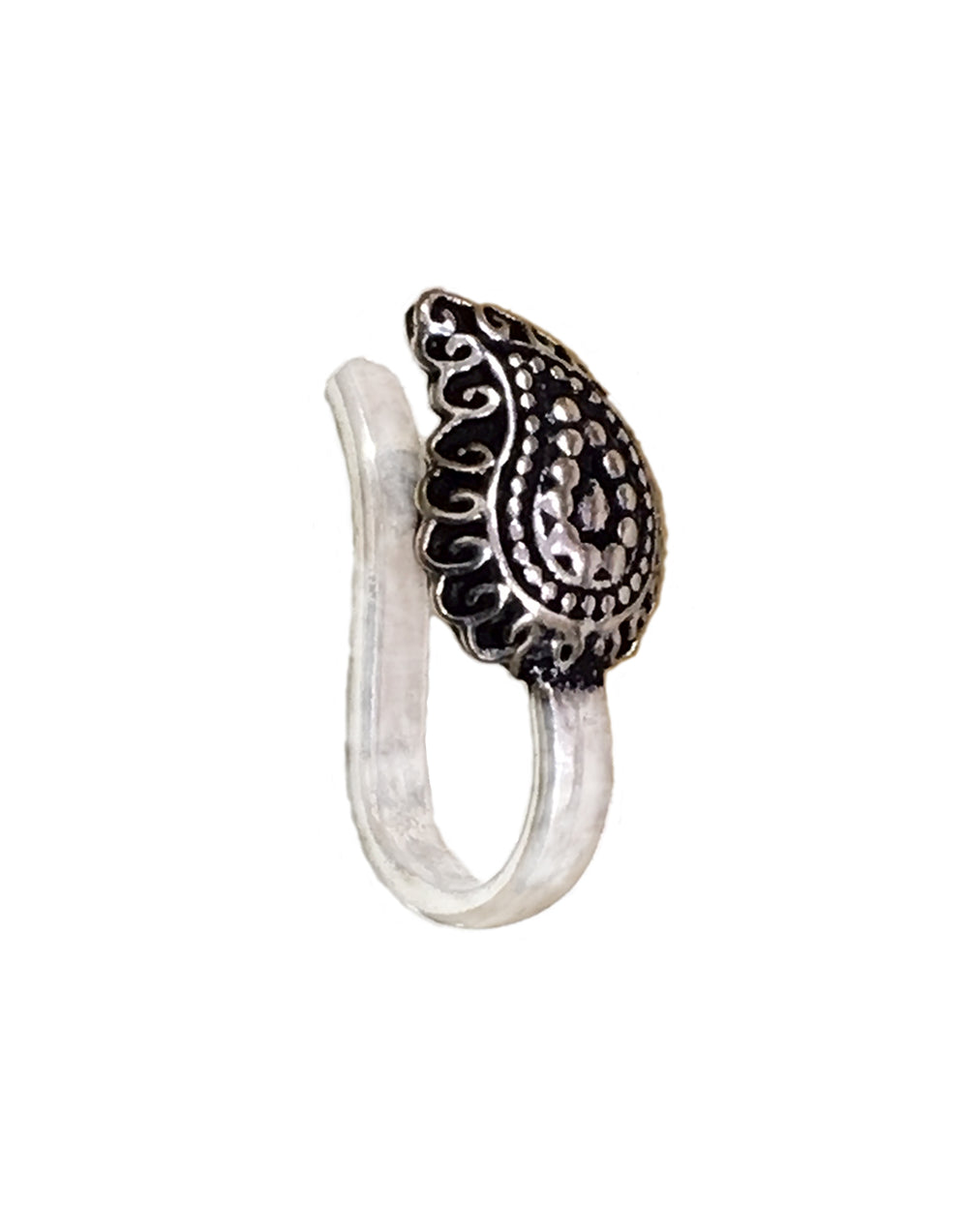 Clip On Press On Nose Pin in Silver Alloy