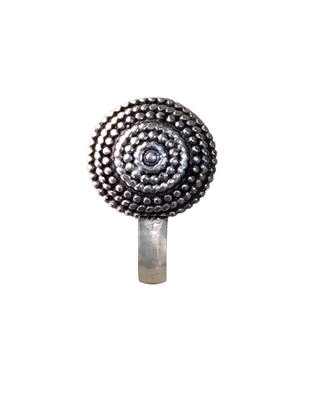 Round Clip On Press On Nose Pin in Silver Alloy