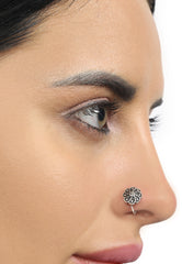 Combo Set of 4 Designer Oxidized Silver Alloy Nose Pin Studs