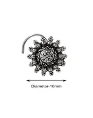 Combo of Designer and Tribal BIG look Silver Alloy Flower Nose Pin