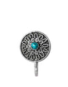 Flower Oxidized 92.5 Sterling Silver Nose Pin with Turquoise