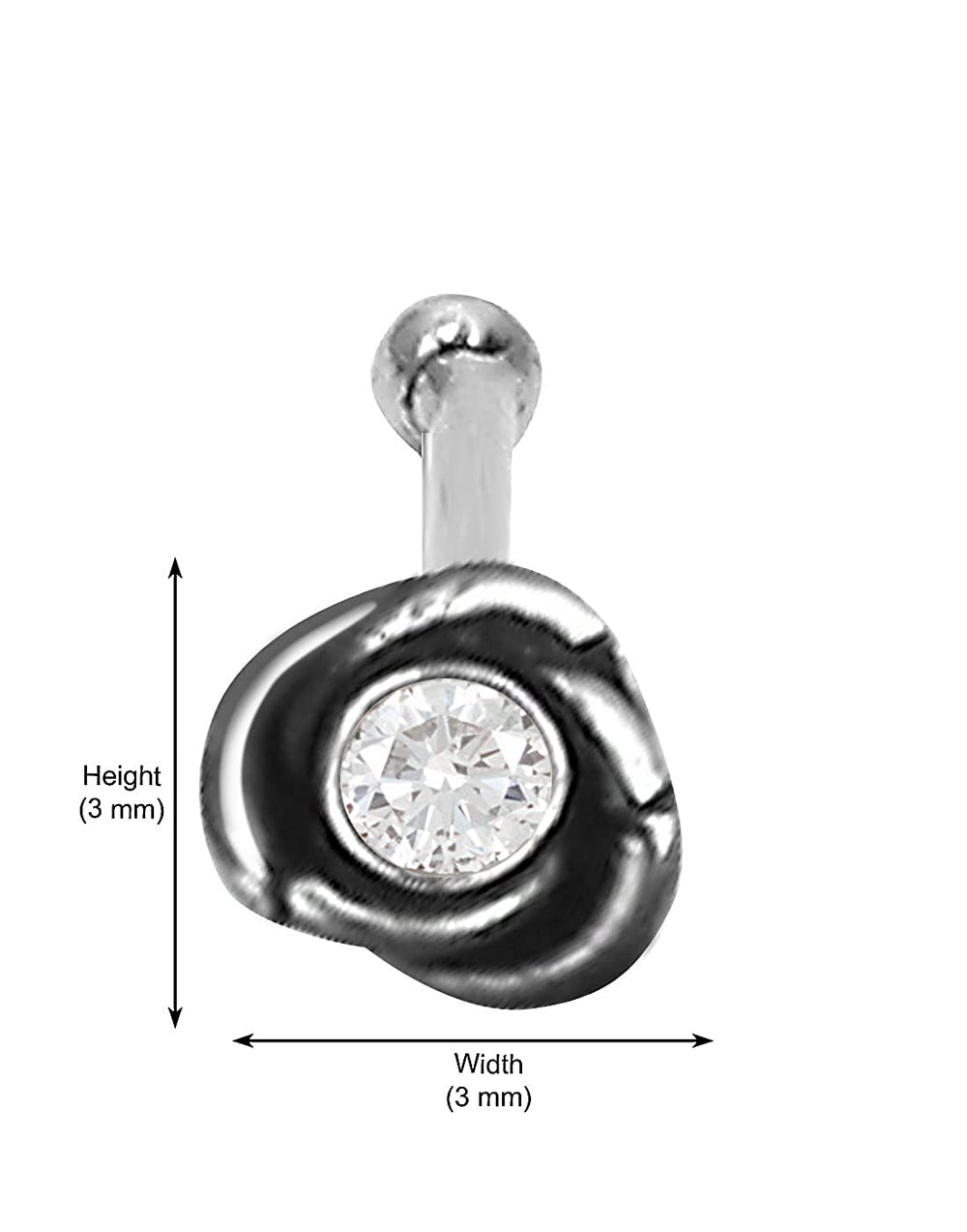 Combo of 92.5 Sterling Oxidized Silver White Cz Nose Stud