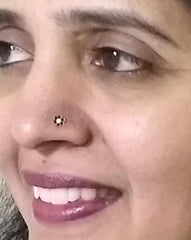 Flower shape Nose Pin with wire in 92.5 Silver with Black CZ Stones