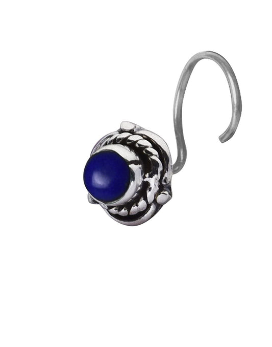 Precious Stone Lapis Lazuli Small Nose Pin/Stud with wire in 92.5 Sterling Silver