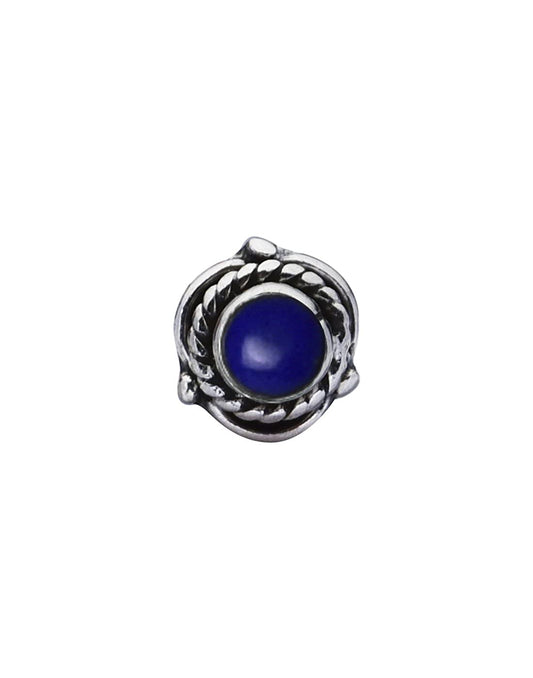 Precious Stone Lapis Lazuli Small Nose Pin/Stud with wire in 92.5 Sterling Silver