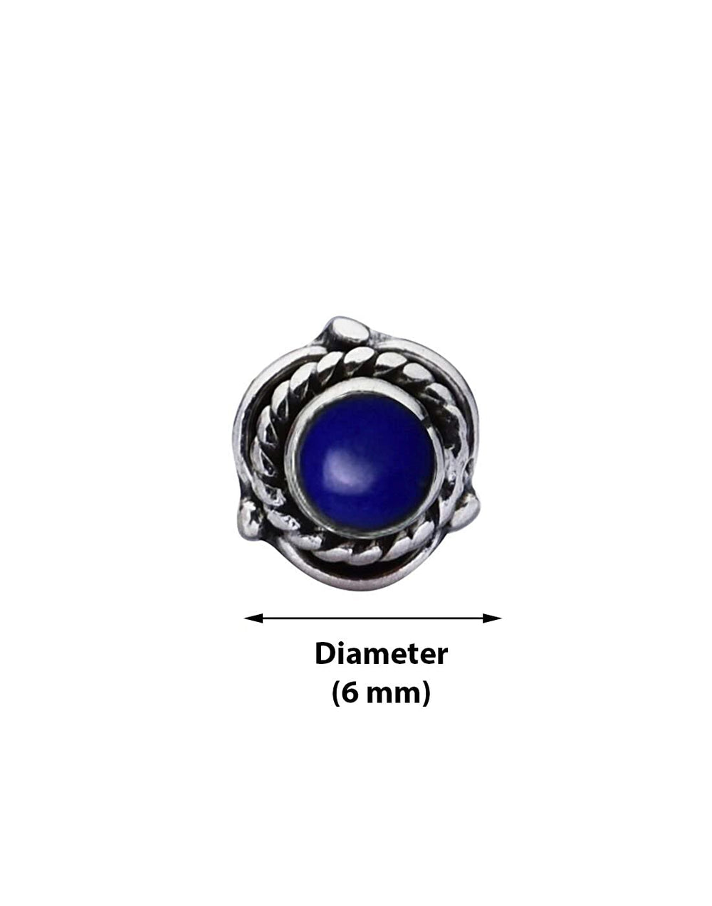 Precious Stone Lapis Lazuli Small Nose Pin/Stud with wire in 92.5 Sterling Silver