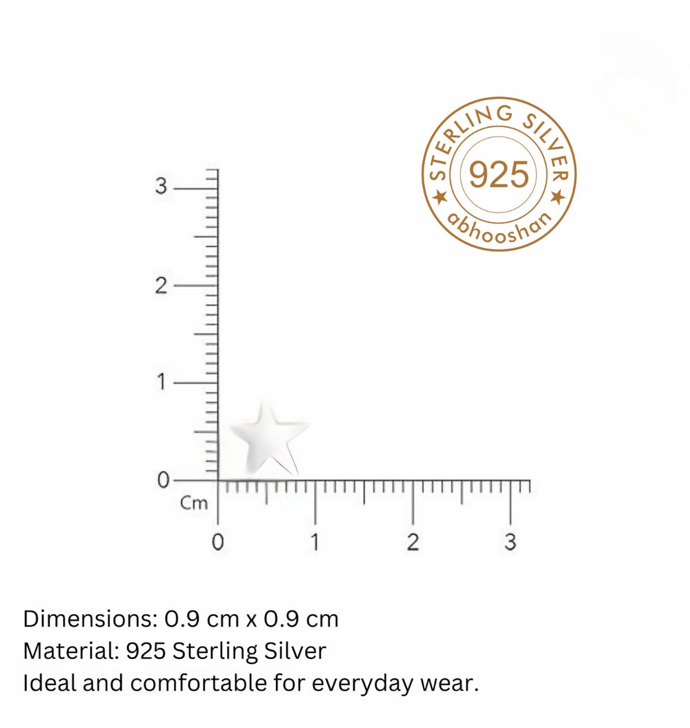 Star Shape Nose Pin with wire in 92.5 Sterling Silver for Women and Girls