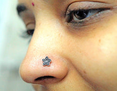 Tribal look Nose Pin with wire in 92.5 Silver