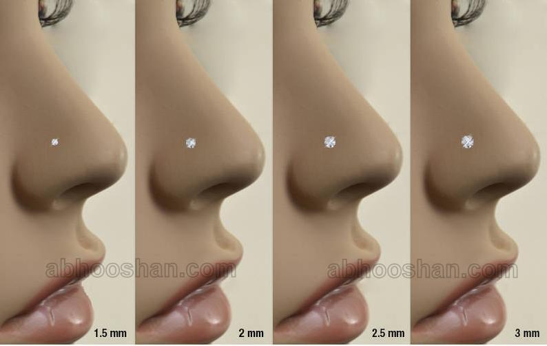 Dot Size Tiny Round 2 MM White CZ Nose Pin with wire in 92.5 Silver