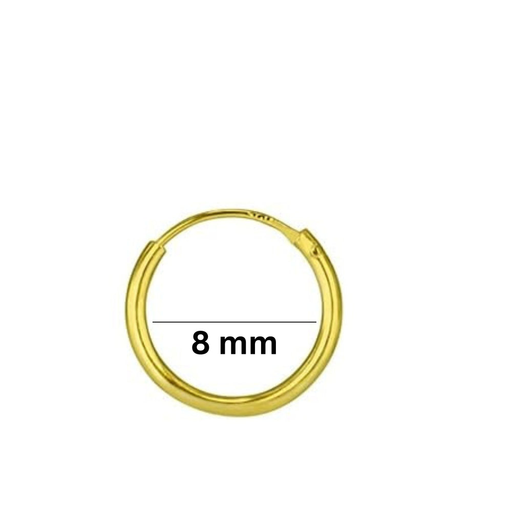 92.5 Sterling Silver 8 mm Gold Plated Nose Ring Hoops Bali