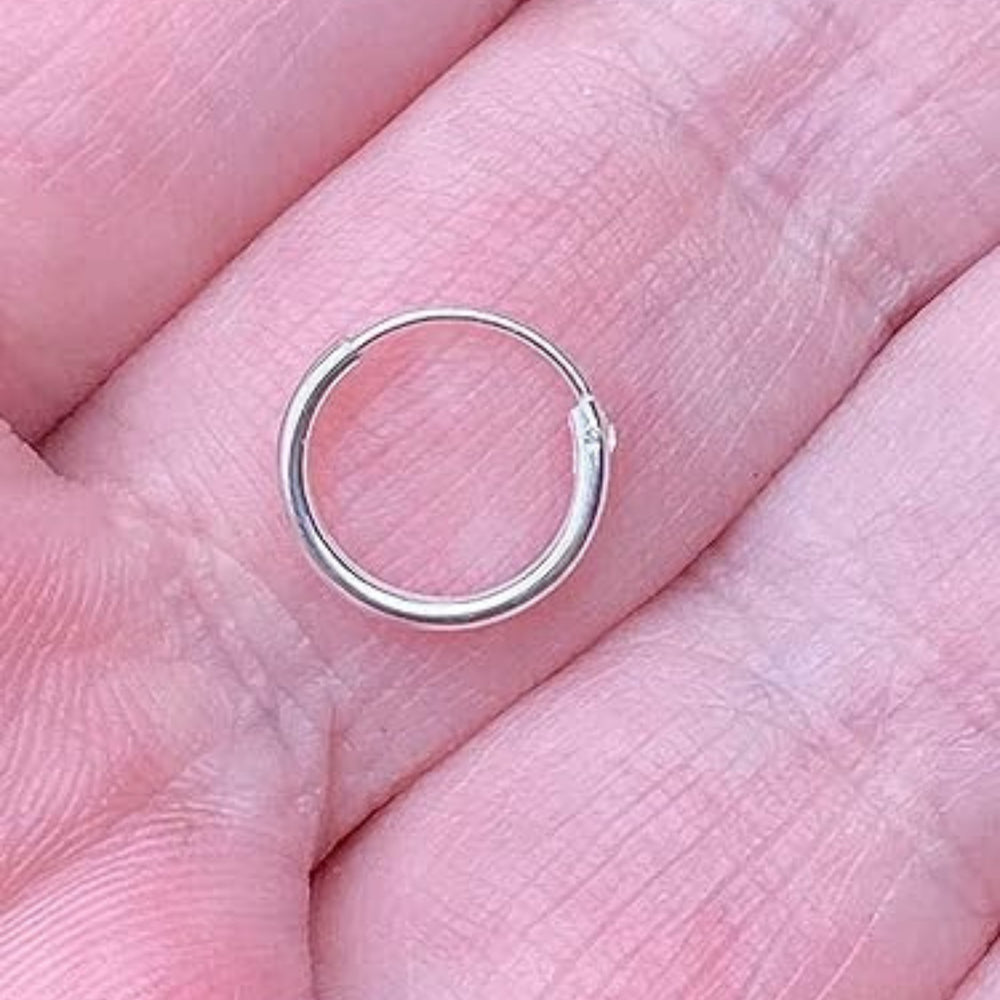 92.5 Sterling Silver 10 mm Nose Ring Hoops Bali