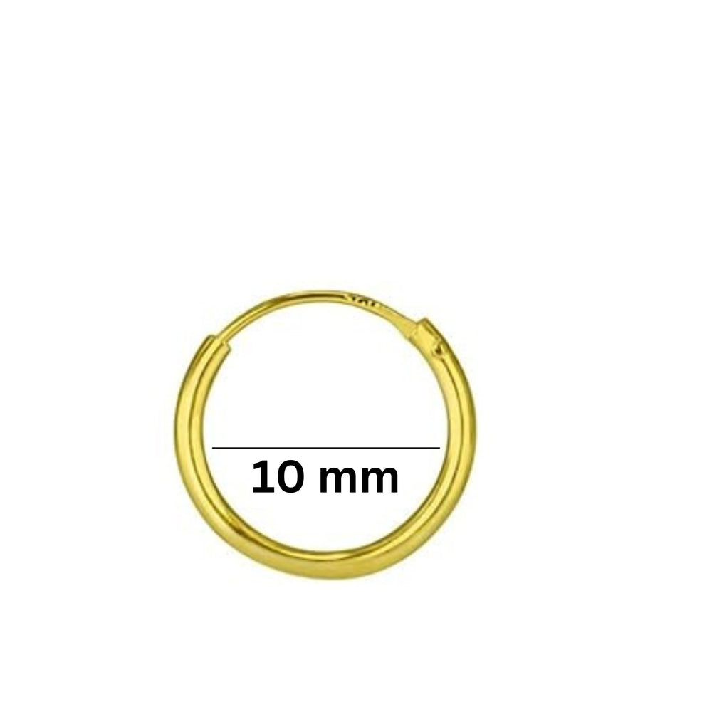 92.5 Sterling Silver 10 mm Gold Plated Nose Ring Hoops Bali