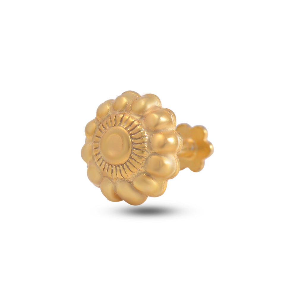 18k Gold Plated Screw Back Nose Pin in 92.5 Sterling Silver for Women and Girls