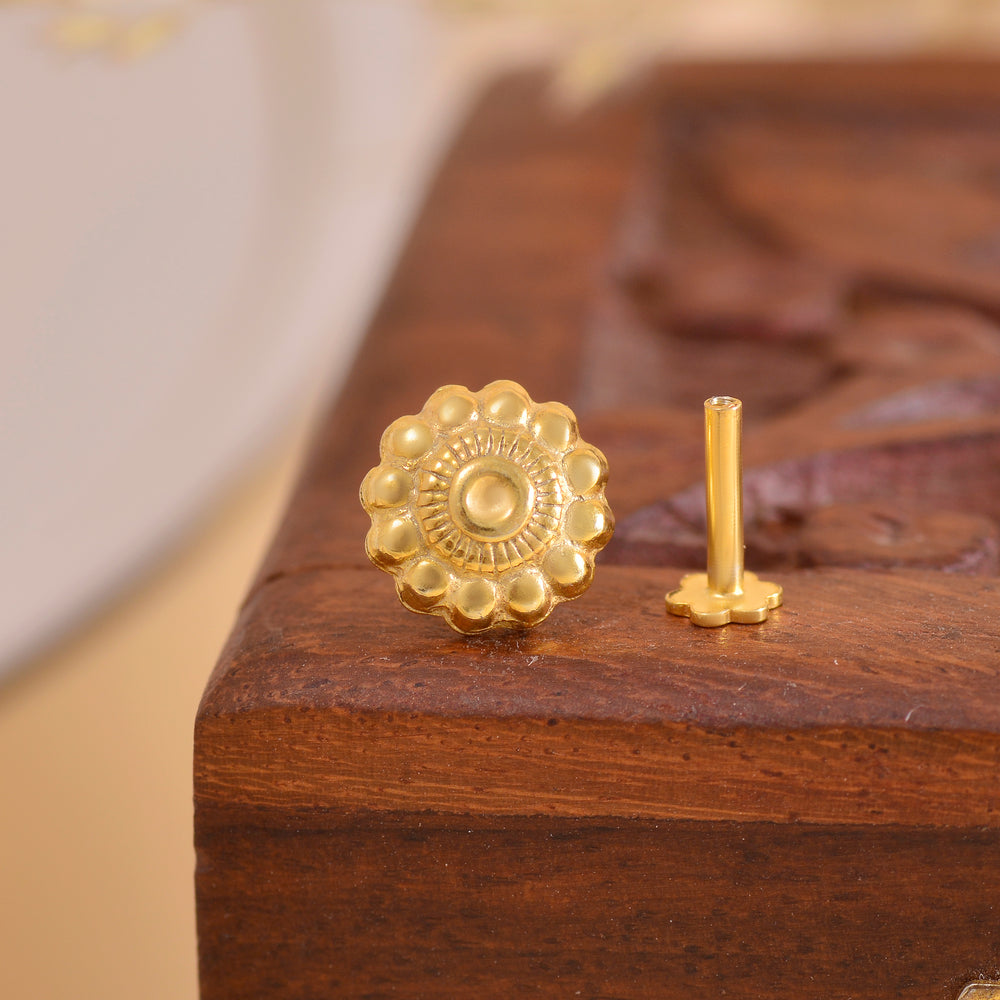 18k Gold Plated Screw Back Nose Pin in 92.5 Sterling Silver for Women and Girls