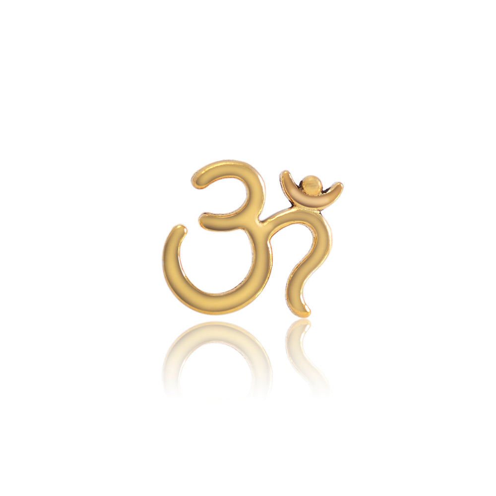 18k Gold Plated OM Nose Pin with wire in 92.5 Sterling Silver for Women and Girls