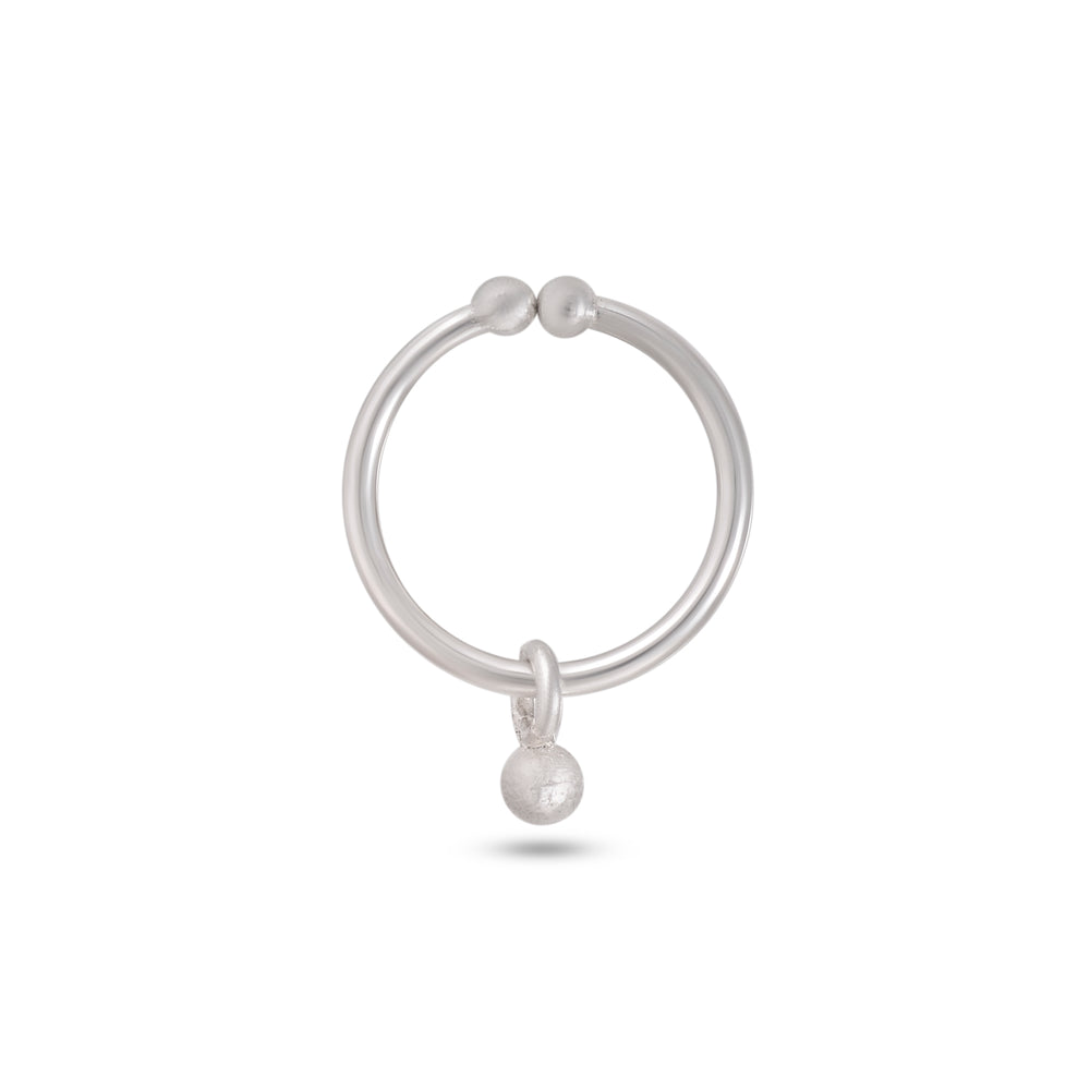 92.5 Sterling Silver Clip On Gold Plated Nose Ring with Hanging Ball